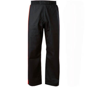 Custom Brand Unisex Black Winter <b>Karate</b> Kickboxing Pants with Red Side Stripes Comfortable Elastic Waistband Durable Fabric - Product Image 2
