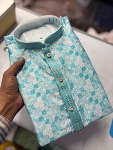 Pijama Kurta de lona con cuello levantado de invierno para hombre con botones elegantes de diseñador de impresión digital 100% algodón al por mayor exportado Fabzone - Product Image 5