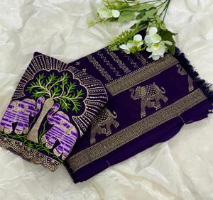 Magnifique Saree de fête brodé de paillettes en georgette pour mariage et fête pour femmes à prix abordable - Product Image 5