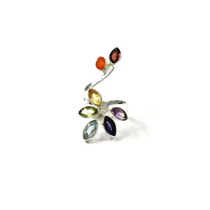24K Gold Plated Chakra Cluster <b>Ring</b> (6.0 Grams) Amethyst and <b>Garnet</b> Gemstone with Bezel Setting for Everyday Wear - Product Image 1