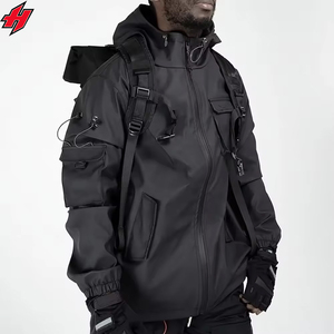 แจ็คเก็ตหนังกันน้ำสำหรับผู้ชาย Killwinner Tech Wear สไตล์สปอร์ตกลางแจ้ง รุ่นบอมเบอร์ เทรนด์ฤดูใบไม้ผลิและฤดูใบไม้ร่วง สีดำ สำหรับคู่รัก - Product Image 2