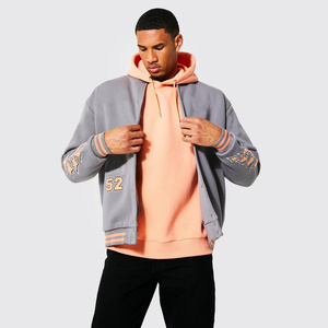 Veste universitaire de Style Baseball de haute qualité pour hommes vêtements de sport à la mode laine tissu manches en cuir véritable vestes Letterman - Product Image 6