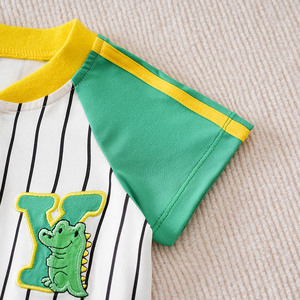 Linda Chaqueta <span class=keywords><strong>de</strong></span> Béisbol <span class=keywords><strong>de</strong></span> Manga Corta con Letras <span class=keywords><strong>a</strong></span> Rayas <span class=keywords><strong>de</strong></span> Cocodrilo <span class=keywords><strong>de</strong></span> Dibujos Animados, Bordada en Blanco y Azul, Estilo Personalizado <span class=keywords><strong>de</strong></span> Fábrica <span class=keywords><strong>para</strong></span> Recién Nacidos - Product Image 3