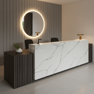 Cao cấp hiện đại calacatta đá cẩm thạch trắng Nhìn Đánh bóng 93% thạch anh tự nhiên nhân tạo đá thạch anh slab bếp liền mạch <span class=keywords><strong>Countertop</strong></span> - Product Image 4