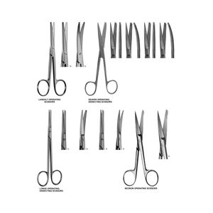 Tijeras Quirúrgicas Landolt de 12.5 cm (5'') Rectas y Curvas, Tijeras de Disección de 14.5 cm para Incisiones - Product Image 1