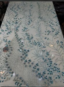 Best Price 100% Polyester Luxury Beaded <b>Fabric</b> Handmade Indian Supplier Woven Mesh Pattern for Wedding Dress Making with Zircon - Product Image 4