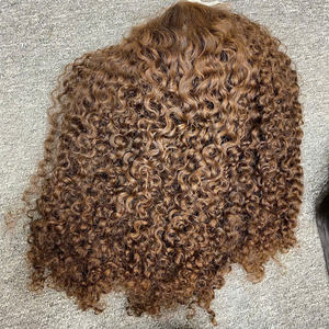 Perruques bouclées birmanes brutes Super Double Drawn cheveux vierges vietnamiens bruns avec HD transparent pour perruque de grade a - Product Image 3