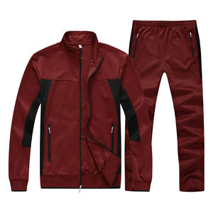 Survêtement de football pour adulte à manches longues fermeture éclair vers le haut 2 pièces ensemble couleur marron Football entraînement vêtements de sport survêtements respirants - Product Image 3