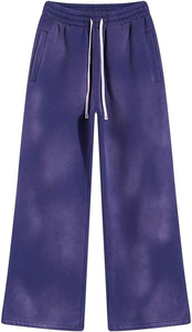 Fabricación de fábrica 100% algodón 450gsm Chándal acampanado para hombre Sun Faded All over Rhinestone Impreso Pantalones de chándal y conjunto de Hoddle - Product Image 3