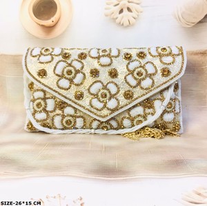 Pochette de créateur faite à la main pour femmes, nouveauté, mode, soirée nuptiale, mariage avec perles de pierre - Product Image 1