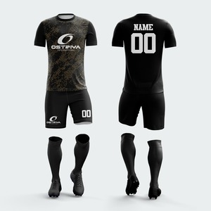 Quick-Dry Breathable 100% Polyester Soccer Uniform Sets <b>Heat</b>-Transfer Printed Short Unisex Team Wear Professional Manufacture - Product Image 3