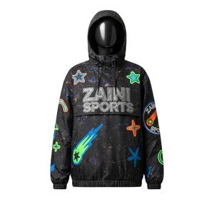 Veste coupe-vent en polyester premium pour femmes, imprimé galaxie, couleurs néon vives, design à panneaux, logo personnalisé, veste à transfert thermique pour femmes - Product Image 1