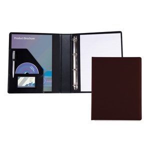 Carpeta de cuero genuino para documentos, carpeta de alta calidad, tamaño A4, 4 anillos, Color negro - Product Image 1