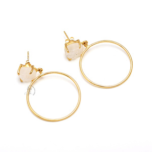 925 argent Sterling arc-en-ciel pierre de lune lisse ovale pierres précieuses boucle d'oreille pierre de naissance cristal boucles d'oreilles pierres précieuses naturelles goujons - Product Image 1