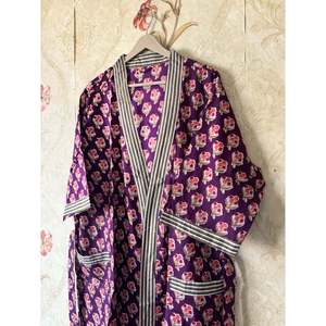 Robe kimono en coton rayé, lavable, vêtements de détente - Product Image 2