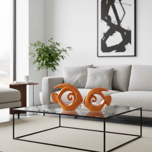 Elegante Juego de Figuras de Peces de Cerámica Amarilla Hechas a Mano, Diseño Artístico Minimalista, Ecológico, Duradero, Moderno, de 2 Piezas, para Diwali - Product Image 1