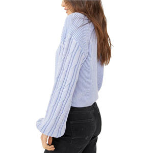 Blusa de invierno de tela polar acanalada para mujer, camisa corta con bordado hueco a la moda 2024, Top de Color sólido bordado - Product Image 4
