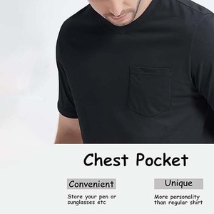 <b>Black</b> Color <b>Shirts</b> Men's Clothing Plus Size Premium Quality Cotton Polyester Crewneck With Pocket Breathable Men T <b>Shirt</b> - Product Image 4