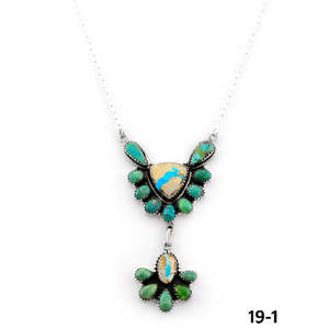 Collier Fleur Artisanal en Turquoise et Argent Sterling du Sud-Ouest, Motif Mixte - Product Image 2