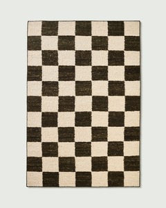 Tapis à carreaux personnalisé Tapis tissé à plat fait main en chocolat Laine de Nouvelle-Zélande Pile de 10mm Tapis de production éthique durable pour le salon - Product Image 5