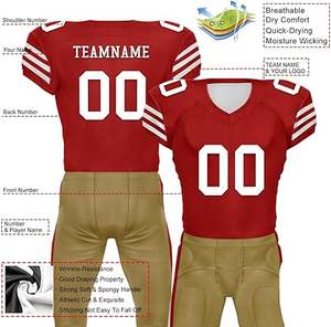 ชุดเครื่องแบบฟุตบอลอเมริกันเต็มรูปแบบพร้อมโลโก้ชื่อทีมดีไซน์ระเหิดเหมาะสำหรับผู้เล่น - Product Image 2