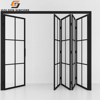 Mur de verre pliant en aluminium 96x80 Vente en gros Patio extérieur Porte pliante en aluminium Porte en verre pliante Porte accordéon