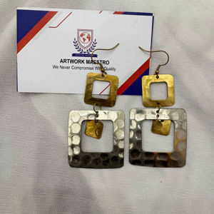Silver plated brass hammered design handmade <b>earrings</b> crafted in india - trending - hot selling - Product Image 1