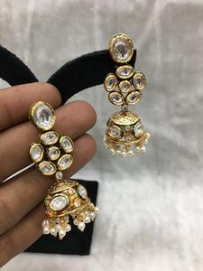 ต่างหูชุบทองหรูหราคุณภาพสูงสำหรับชุดส่าหรี lehengas และชุด anarkali - Product Image 4