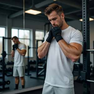 เสื้อยืดออกกำลังกายแบบรัดกล้ามเนื้อสำหรับผู้ชายเสื้อยืด100% ว่ายน้ำโพลีเอสเตอร์สำหรับยิมฟิตเนส - Product Image 3