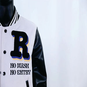 Custom Vintage Leather Sleeve Varsity <b>Jacket</b> for Men Wool Chenille Embroidery Stand <b>Collar</b> Winter Letter Custom Baseball <b>Jacket</b> - Product Image 5