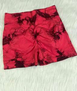 Customized Women's High Elastic Waist Nylon Spandex Sports Shorts Solid Pattern Gym Fitness Yoga <b>Leggings</b> - Product Image 5