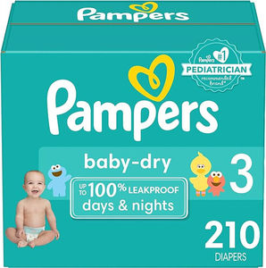 Pampers <b>Baby</b> Dry Diapers - Size 3, One Month <b>Supply</b> (210 Count), Absorbent Disposable Diapers - Product Image 6