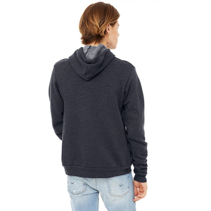Sweat-shirt unisexe à capuche, bleu marine foncé, coupe classique, 100% coton, doublure en polaire respirante, pull décontracté avec poche avant - Product Image 3