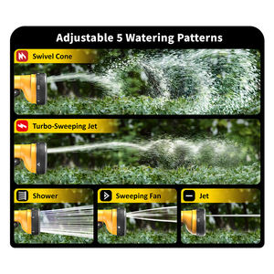 Garden <b>Hose</b> Nozzle Spray <b>Gun</b> - 5 Pattern Adjustable <b>Water</b> Sprayer, Impact Resistant ABS Plastic Hand <b>Gun</b> for Lawn & Car Wash - Product Image 2