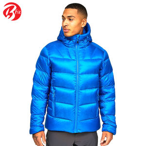 En couleur bleue Impression par transfert de chaleur Veste bouffante Vêtements de style tendance Veste d'hiver ajustée chaude - Product Image 5