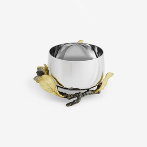 Bol de service en métal doré de qualité supérieure bol de centre de table décoratif avec accent floral parfait pour servir des collations - Product Image 6