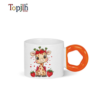 Topjlh Tasse à sublimation vierge de 240 ml de qualité alimentaire avec anse tournesol, en céramique résistante à la chaleur, personnalisable pour les cadeaux de mariage