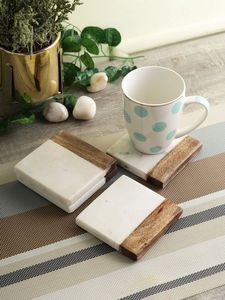 No Sous-verres ronds en bois d'acacia et de marbre Tasse à boissons en bois de taille personnalisée Tapis et tampons élégants - Product Image 6