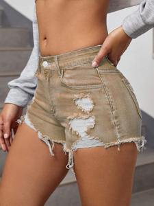 2025 Fashion <b>Women</b> Summer High Waist Denim Shorts <b>Jeans</b> Button Zipper <b>Slim</b> Pockets Loose Short Pant Solid Color Straight Shorts - Product Image 3