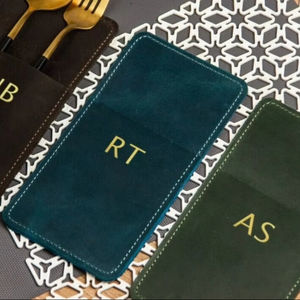 Porte-Couverts de Luxe Pliable en Cuir Véritable Fait Main Écologique pour Restaurant, Organisateur d'Outils de Repas LCH-0013 - Product Image 1