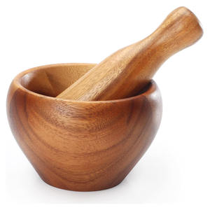 Mortero de madera sostenible con Maja trituradora de cocina de alta calidad al por mayor triturador de patatas morteros y majas - Product Image 6