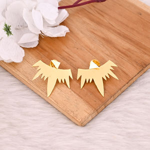 ต่างหูทองเหลืองชุบทองแบบเรียบทำด้วยมือคุณภาพสูงต่างหูทองเหลืองชุบทองสำหรับผู้หญิงสำหรับของขวัญแต่งงาน - Product Image 2