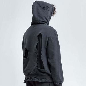 Sudadera con Capucha para Hombre, Diseño Nuevo, Estilo Desgastado, Bordado, Color Liso, Manga Larga, para Invierno, Básico, Mezcla de Algodón - Product Image 6