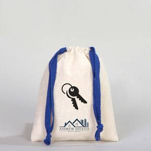 Customizable Dark Blue Organic Cotton Fabric <b>Pouch</b> with Screen Printing 6 W X 8 H (15.5 cm X 20 Cm) for Personalized Gifts - Product Image 5