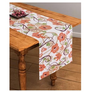 Chemin de Table à café en 100% coton biologique, imprimé de fleurs, Rectangle, certificat GOTS, épaissi, double couche, décoration de table - Product Image 1