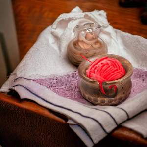 Indian Handmade Wooden DIY Holder for Needlework Crocheting Knitting Craft Yarn Bowl with Holes to Prevent Slipping Tangles - Product Image 2