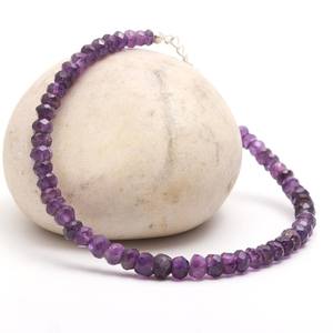 Natural Purple <b>Amethyst</b> Faceted Rondelle Loose Gemstone Beads <b>Bracelet</b> 4mm Handmade Beaded Minimalist <b>Bracelets</b> Women in Bulk - Product Image 1