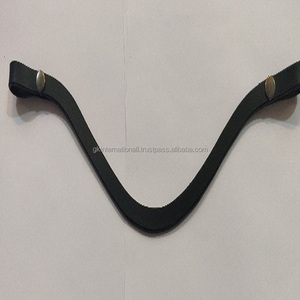 HIGH QUALITY LEATHER FLAT BROW <b>BAND</b> WITH POP <b>SNAP</b> BUTTON for LOOP CLOSURE ALL SIZES AVAILABLE - Product Image 5