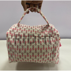 Eco-Friendly <b>Blush</b> for Quilted Cotton Canvas for <b>Bag</b> Front Handle Zipper Reusable Custom Logo Printed Daily Shopping Large - Product Image 5