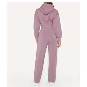 เสื้อฮู้ดครอปท็อปออกกำลังกายผ้าฝ้าย 100% ระบายอากาศได้ดี แฟชั่นสีพื้นคุณภาพสูง โลโก้แบบกำหนดเอง ปี 2023 สำหรับผู้หญิง - Product Image 5